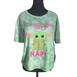 ⭐️Star Wars Green Tie-Dye Woman's Tee with Baby Yoda Print Size Med